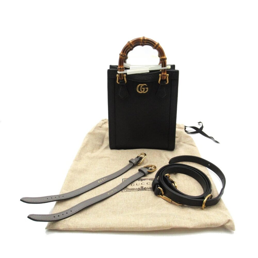 GUCCI Diana Mini Tote Bag 2way shoulder leather Black NEW Women - Picture 2 of 8